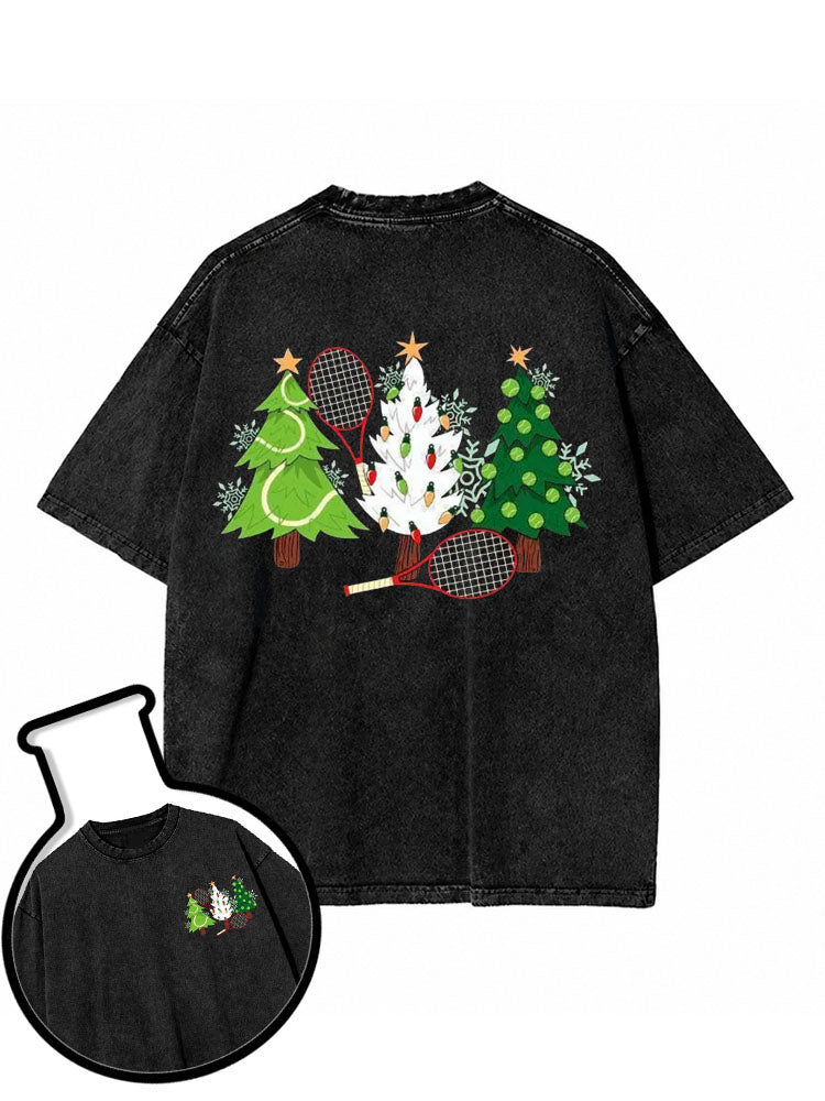 Christmas Tennis Day Washed T-Shirt