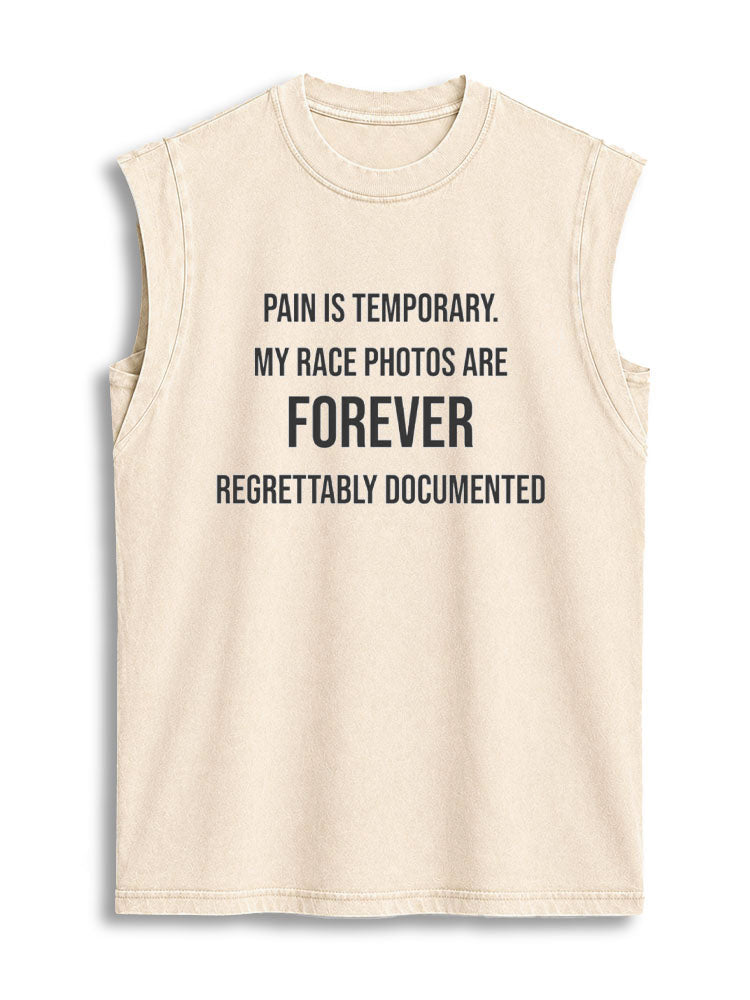 PAIN IS TEMPORARY Vintage Washed Cotton Tank Top