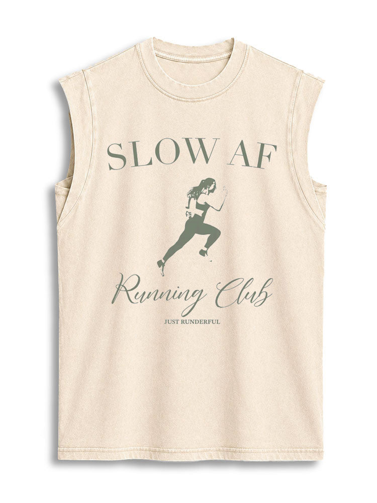 SLOW AF  Running Club Vintage Washed Cotton Tank Top