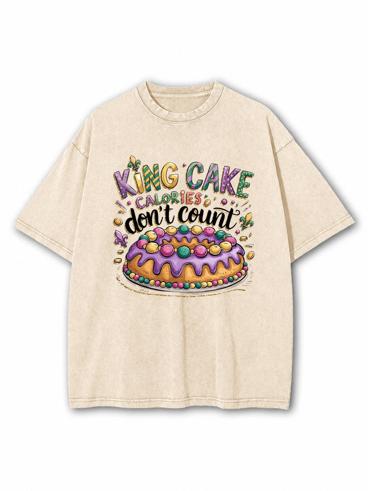 King Cake Calories Don't Count  Washed T-Shirt