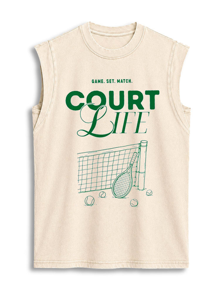 COURT LIFE Vintage Washed Cotton Tank Top