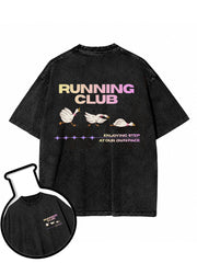 RUNNING CLUB ENJOYING STEP AT OUR OWN PACE Washed T-Shirt