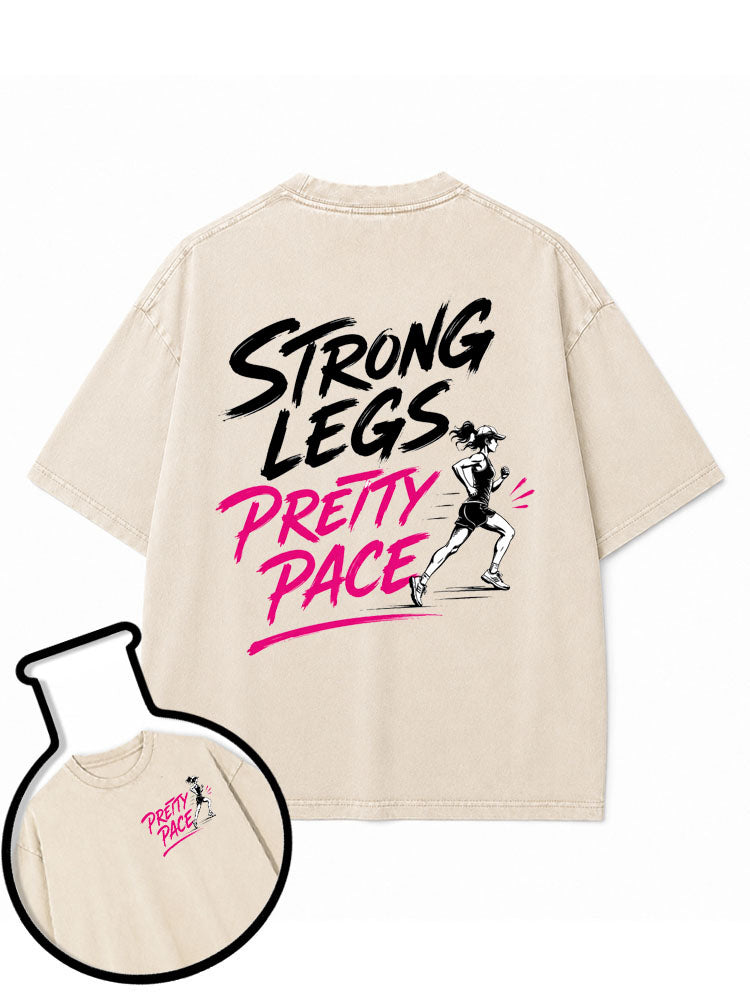 Strong Legs Pretty Pace Washed T-Shirt