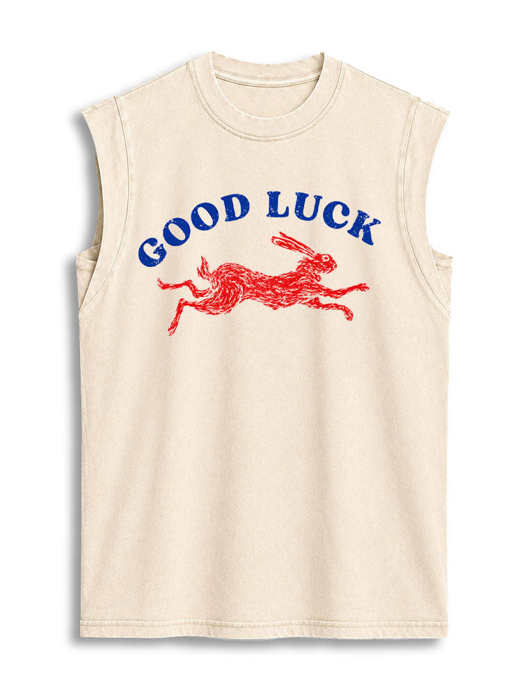 GOOD LUCK Vintage Washed Cotton Tank Top