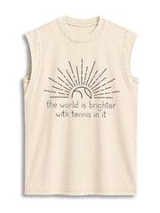 the world is brighter with tennis in it Vintage Washed Cotton Tank Top
