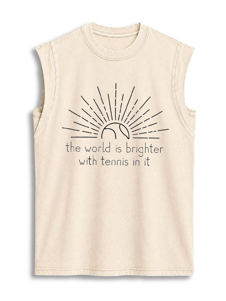 the world is brighter with tennis in it Vintage Washed Cotton Tank Top