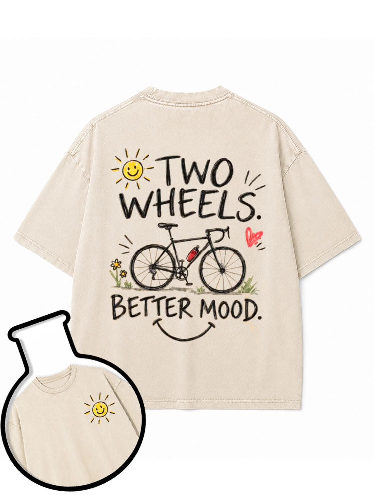 TWO WHEELS BETTER MOOD Washed T-Shirt