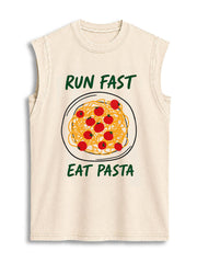 EAT PASTA RUN FASTA Vintage Washed Cotton Tank Top