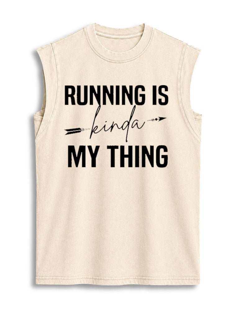 Running Is Kinda My Thing Vintage Washed Cotton Tank Top