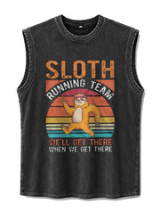 Sloth Running Team We'll Get There When We Get There Washed Tank Top