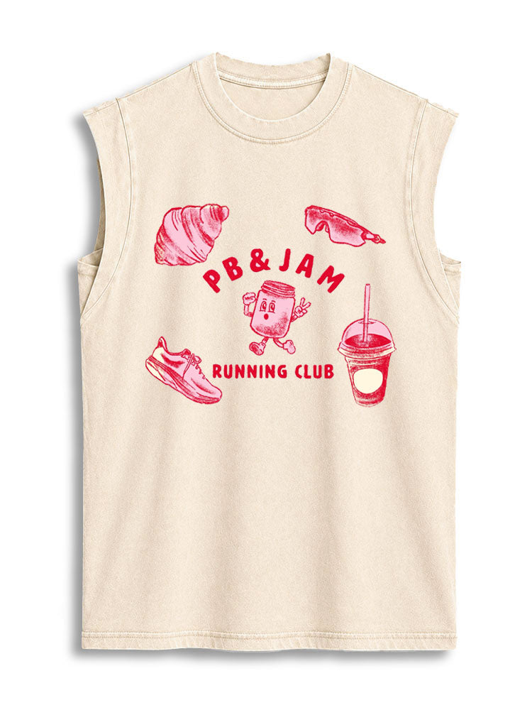 PB & JAM RUNNING CLUB Vintage Washed Cotton Tank Top