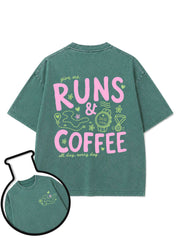 RUNS & COFFEE Washed T-Shirt