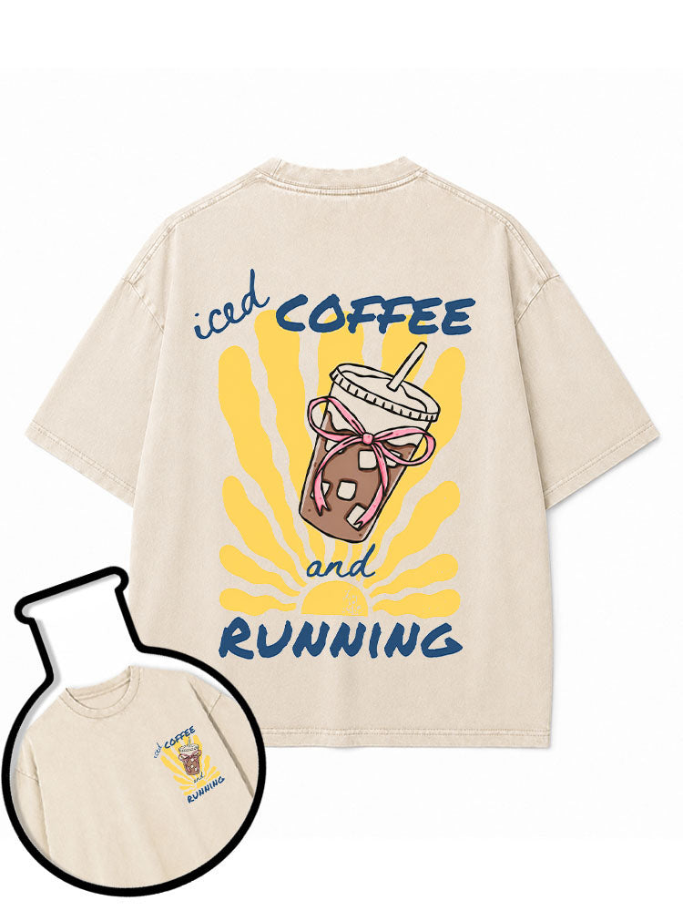iced COFFEE and RUNNING Washed T-Shirt