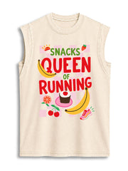 SNACKS QUEEN OF RUNNING Vintage Washed Cotton Tank Top