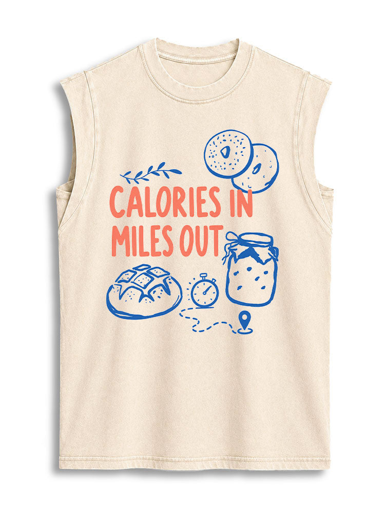 CALORIES IN MILES OUT Vintage Washed Cotton Tank Top