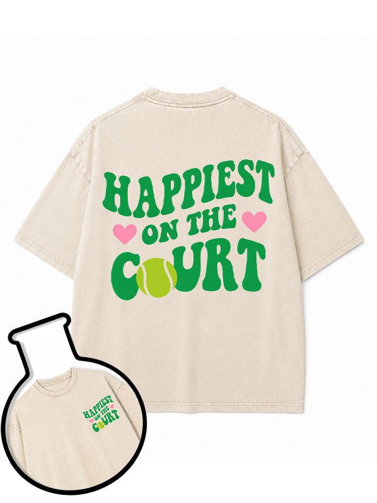 HAPPIEST ON THE COURT Washed T-Shirt