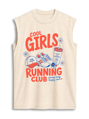 COOL GIRLS  RUNNING CLUB Vintage Washed Cotton Tank Top