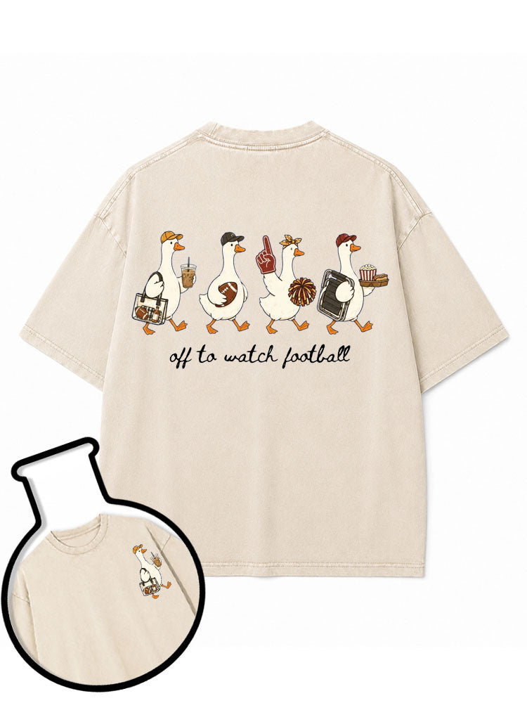 off to watch football Washed T-Shirt