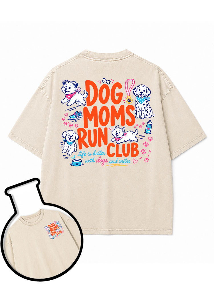 Dog Mom Running Club Washed T-Shirt
