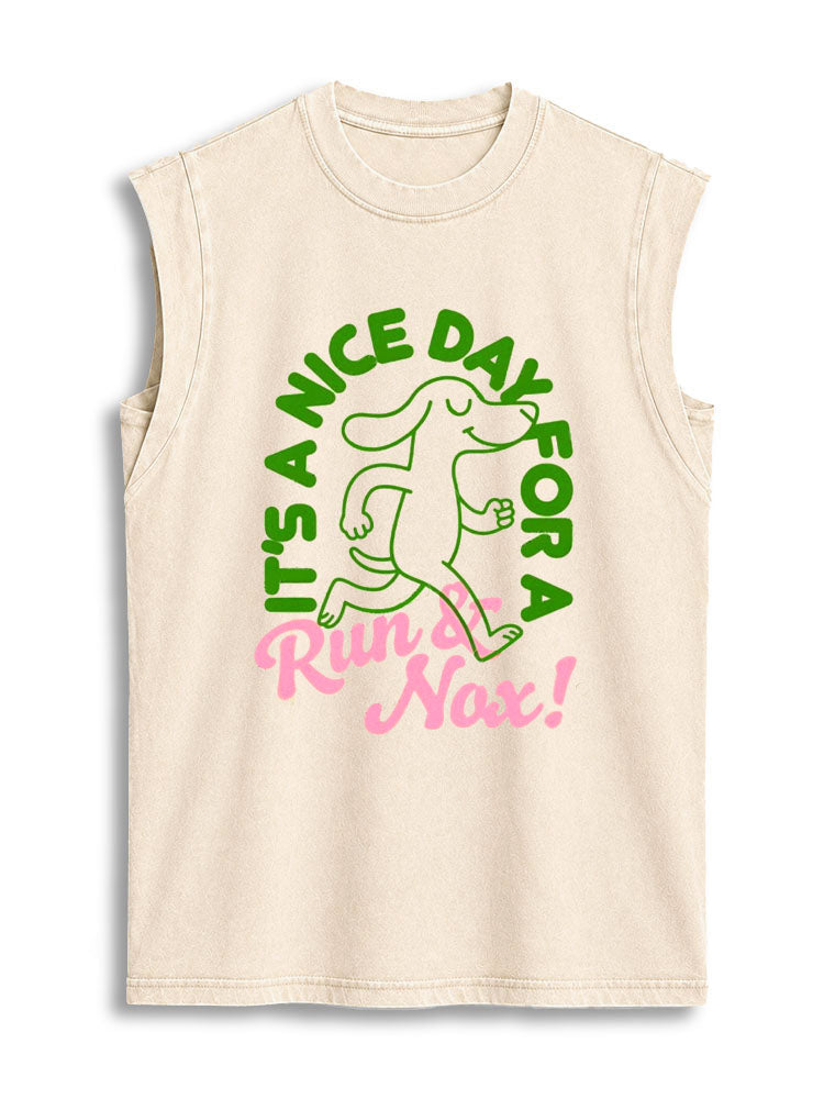 It's A Nice Day For A Run & Nox Vintage Washed Cotton Tank Top