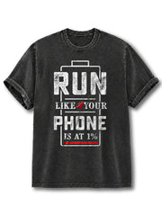 Phone At 1% Washed T-Shirt