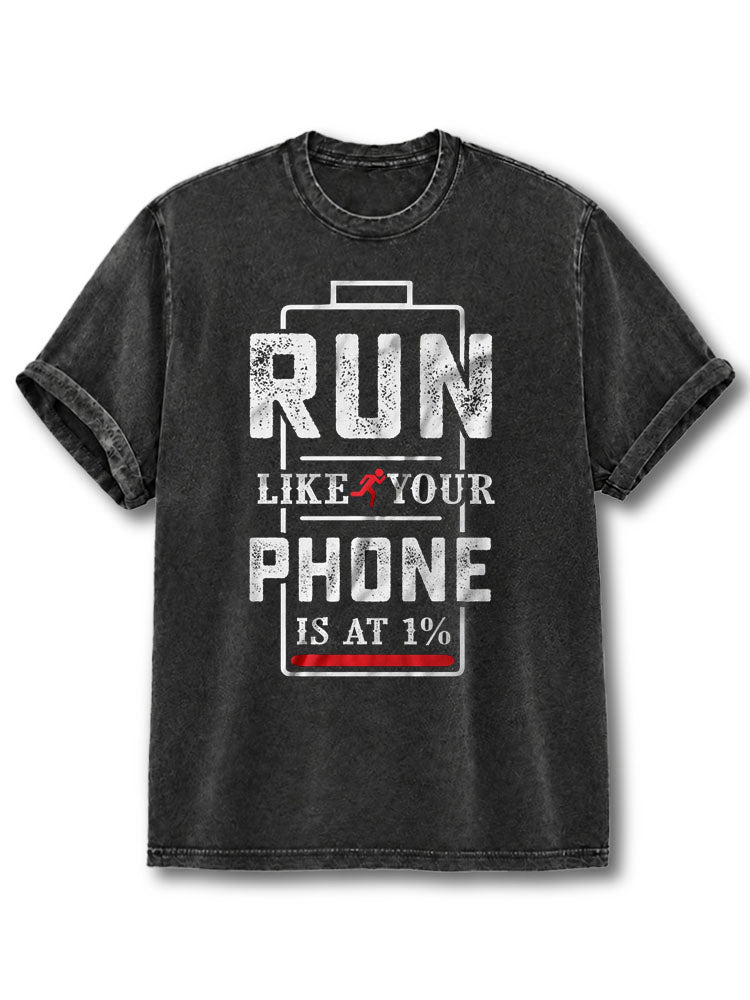 Phone At 1% Washed T-Shirt