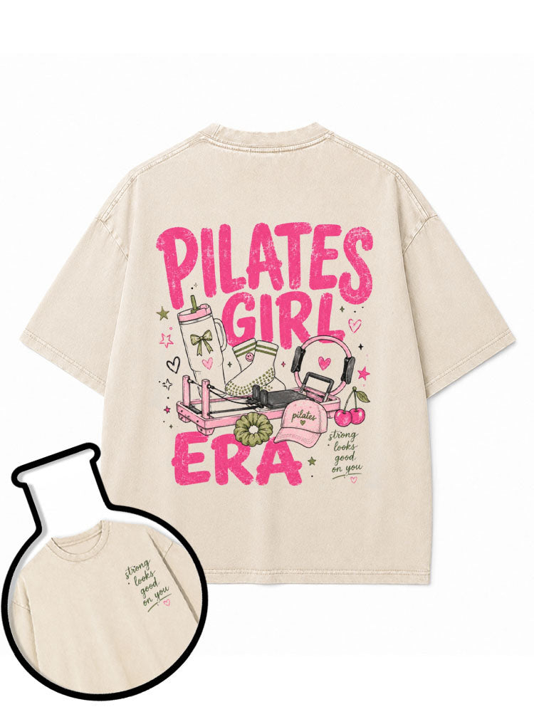 PILATES GIRL ERAstrong looks good on you Washed T-Shirt