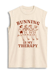 RUNNING IS MY THERAPY Vintage Washed Cotton Tank Top