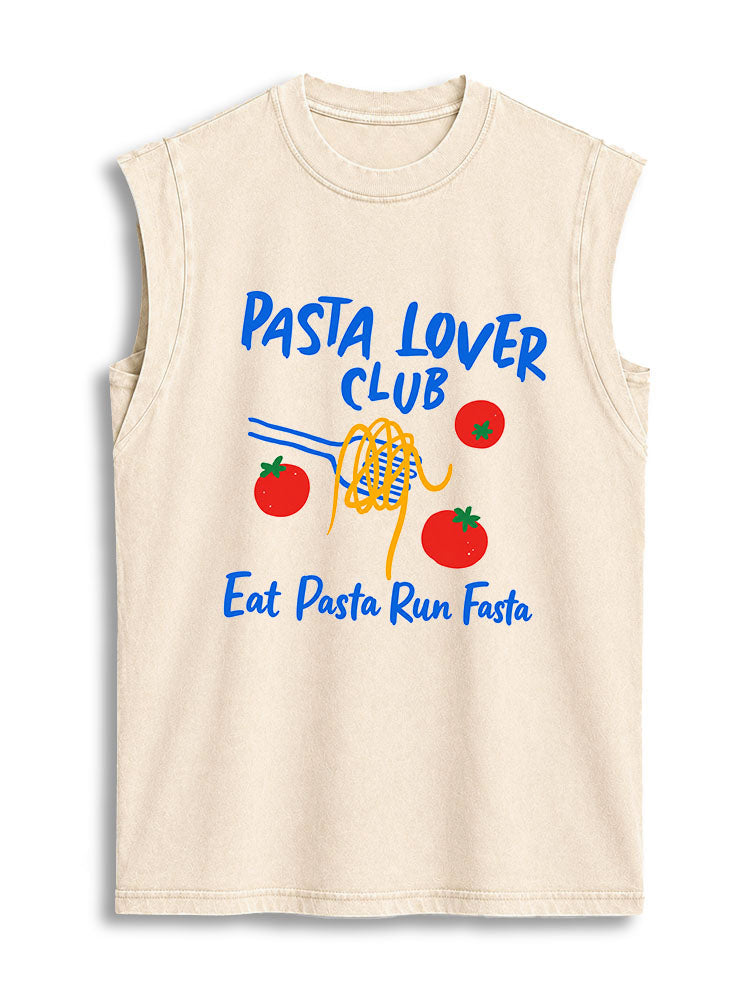 PASTA LOVER CLUB Eat Pasta Run Fasta Vintage Washed Cotton Tank Top