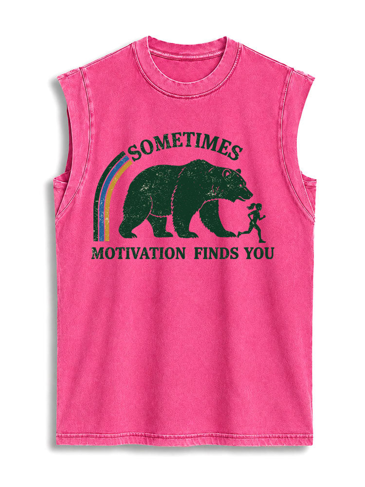 SOMETIMES MOTIVATION FINDS YOU Vintage Washed Cotton Tank Top