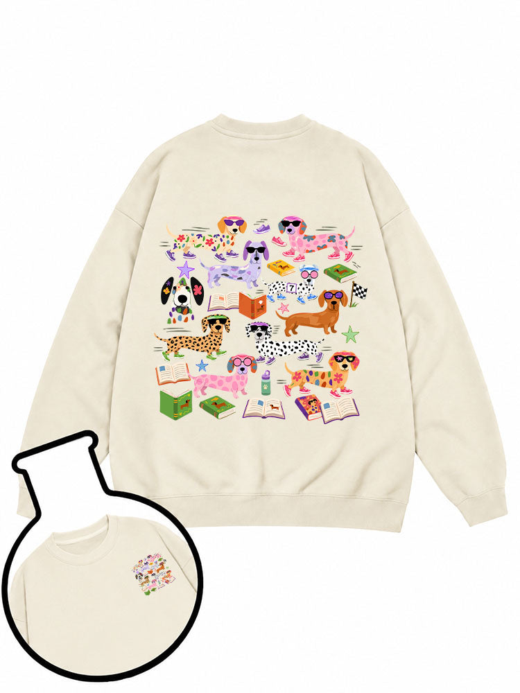 Dachshund reading and running Sweatshirt
