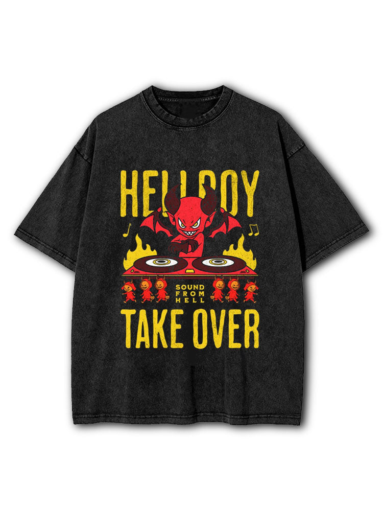 HELLBOY  TAKE OVER Washed T-Shirt