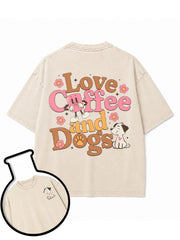 Love Coffee and Dogs Washed T-Shirt