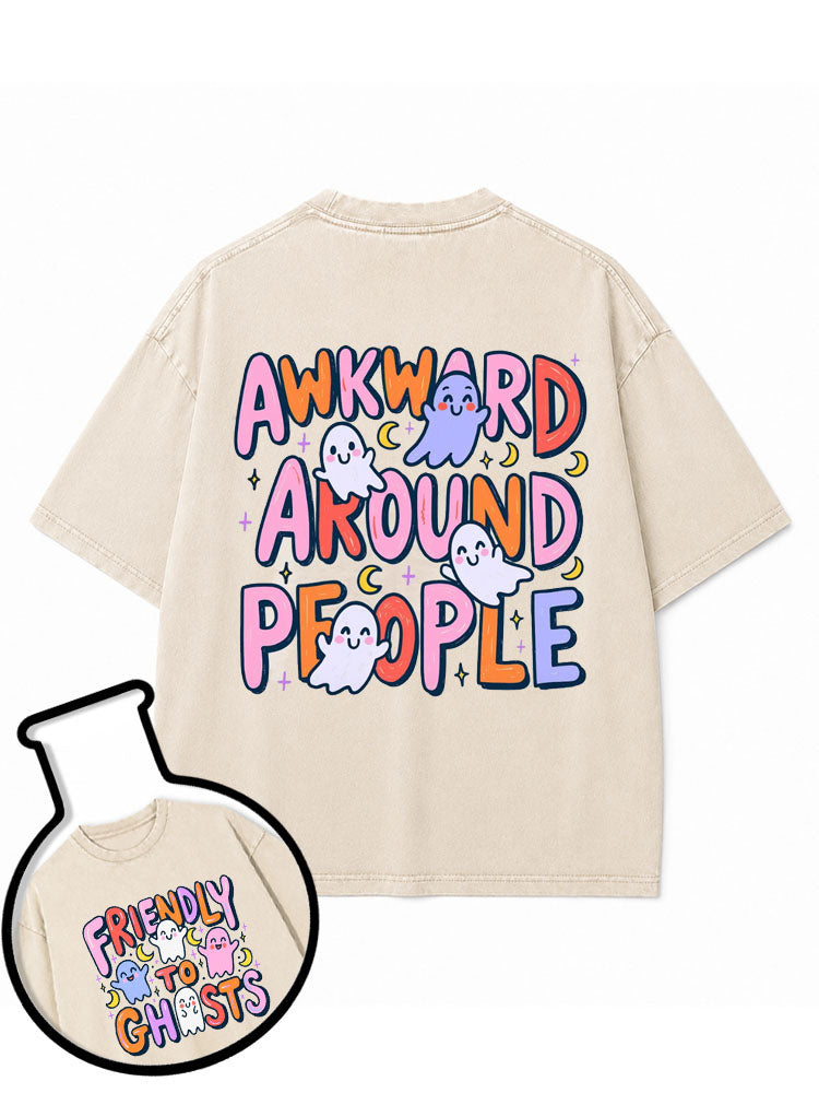 FRIENDLY TO GHOSTS Washed T-Shirt