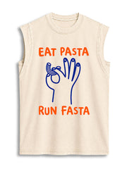 EAT PASTA RUN FASTA Vintage Washed Cotton Tank Top