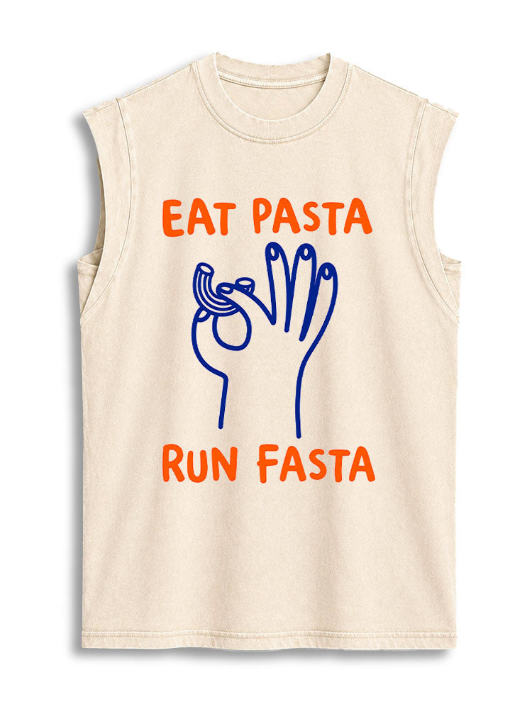 EAT PASTA RUN FASTA Vintage Washed Cotton Tank Top