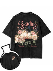 Reading is My Therapy Running is My Other Therapy Washed T-Shirt