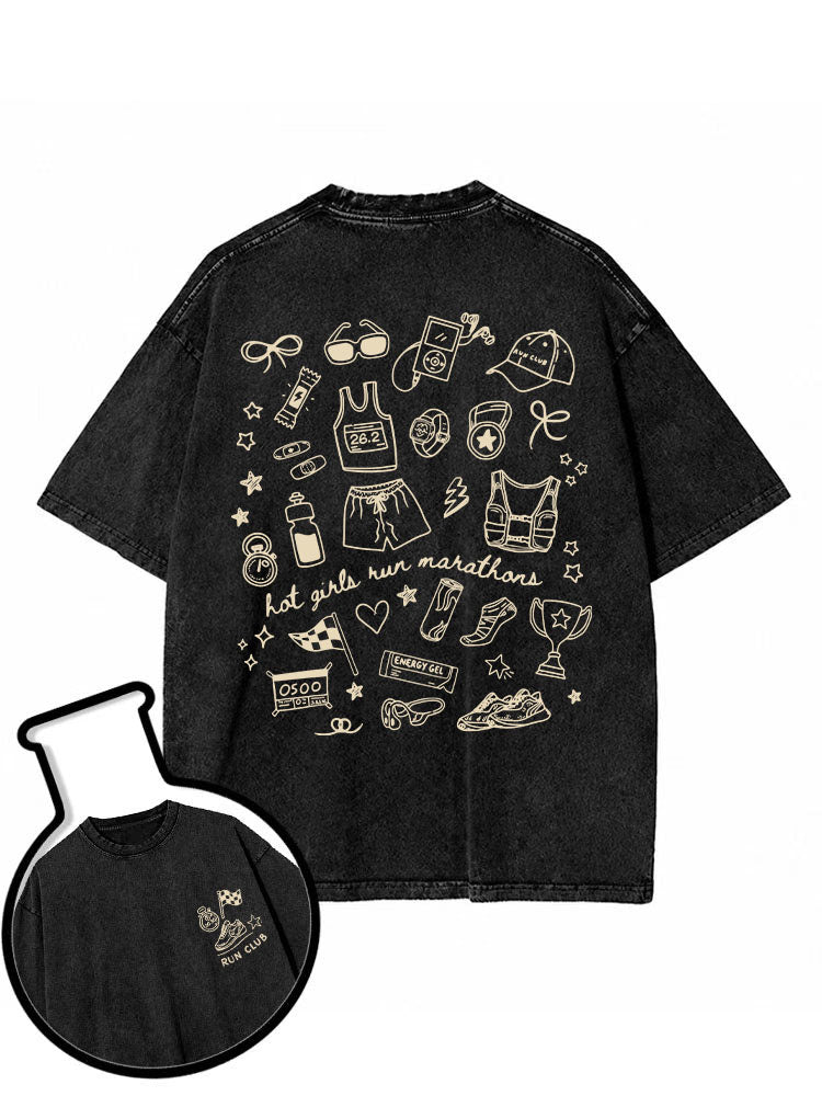Running Doodle Washed T-Shirt