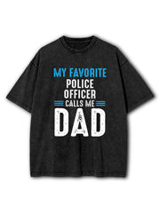Police Officer Dad Washed T-Shirt
