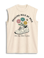 Healing Mile By Mile Vintage Washed Cotton Tank Top