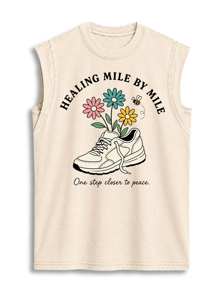 Healing Mile By Mile Vintage Washed Cotton Tank Top