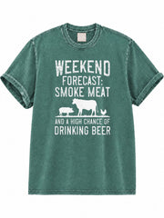 Weekend Forecast Smoke Meat Washed T-Shirt