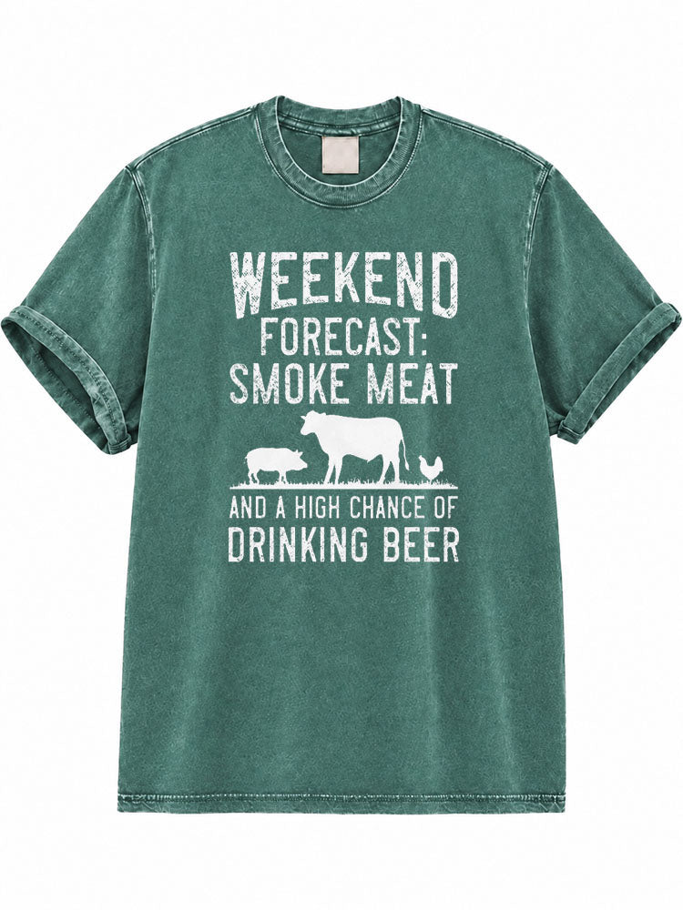 Weekend Forecast Smoke Meat Washed T-Shirt
