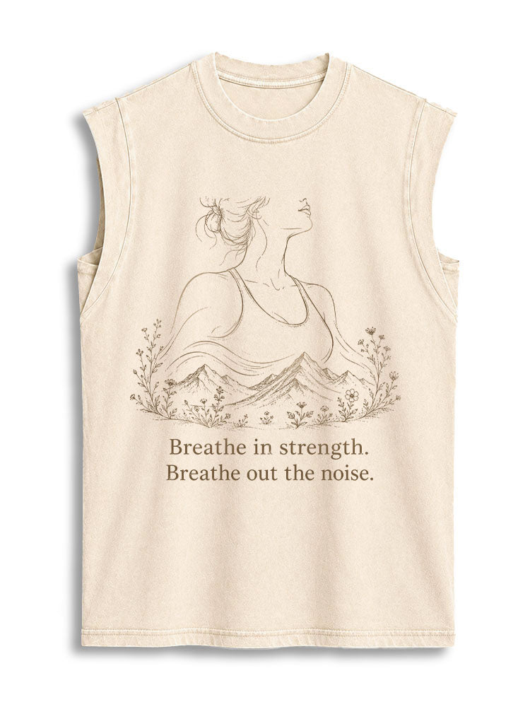 Breath Out The Noise Vintage Washed Cotton Tank Top