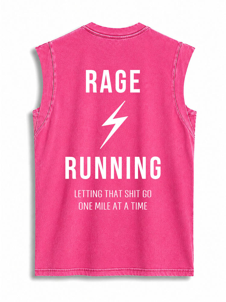 Rage Running Back Printed Vintage Washed Cotton Tank Top