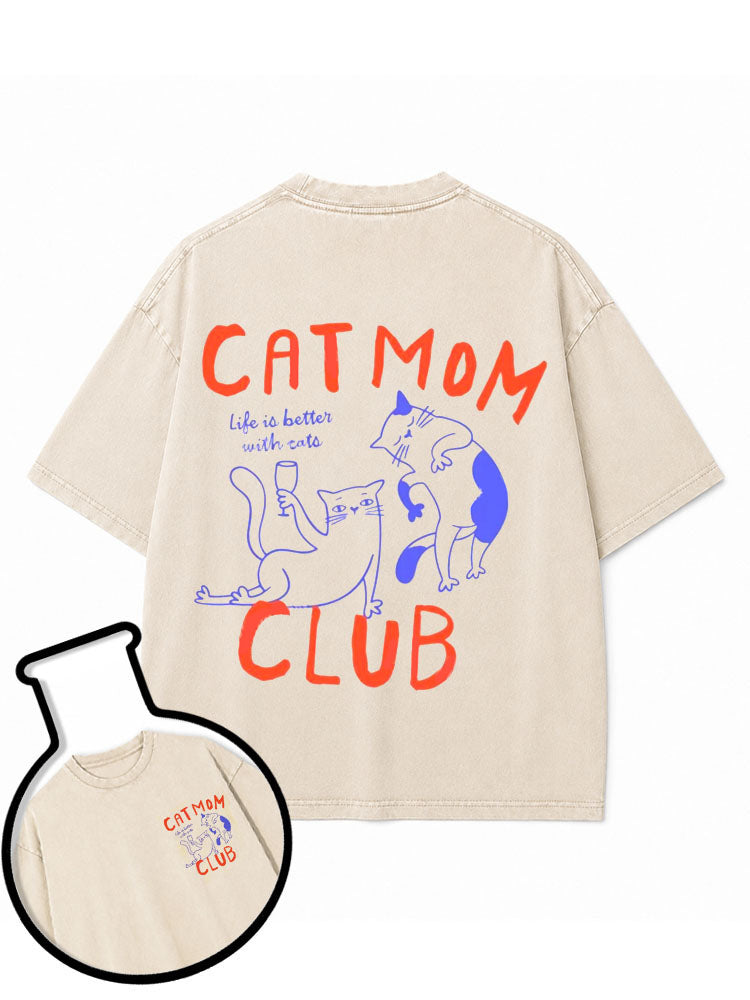 CAT MOM CLUB Washed T-Shirt
