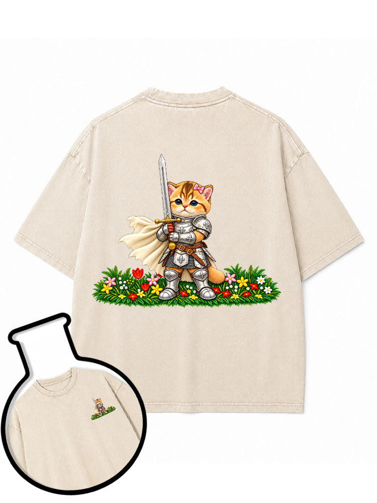 Knight cat Washed T-Shirt