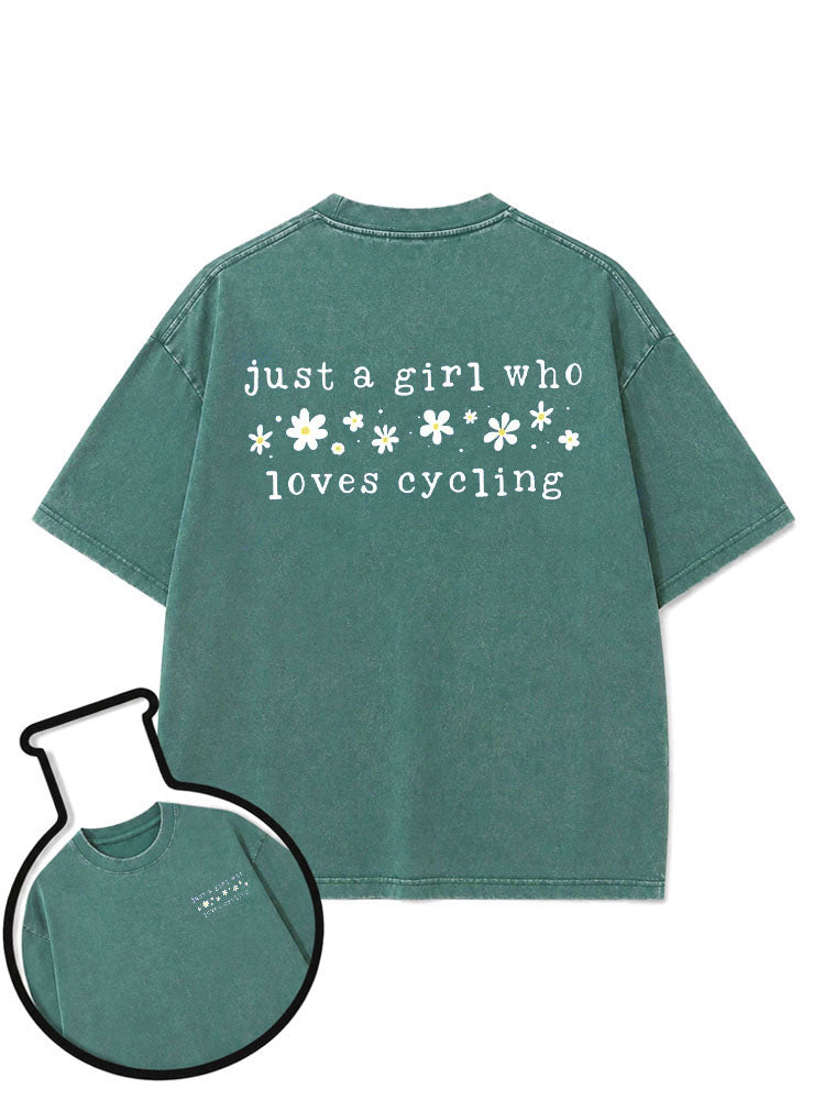 just a girl who loves cycling Washed T-Shirt