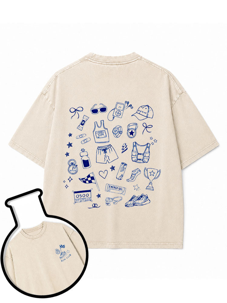 Running Doodle Washed T-Shirt