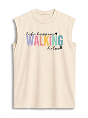 Life Happens Walking Helps Vintage Washed Cotton Tank Top